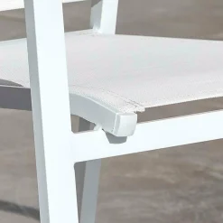 Chaise De Jardin|MOBELLIA Fauteuil de jardin dossier haut aluminium empilable Murano Blanc