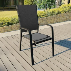 Chaise De Jardin|MOBELLIA Fauteuil de jardin dossier haut aluminium empilable Murano Gris Anthracite
