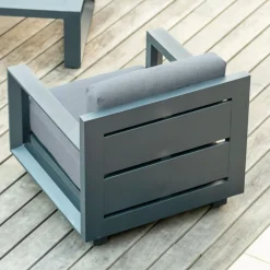 Fauteuil Détente|Canapé, Fauteuil Et Table Basse|MOBELLIA Fauteuil de jardin détente en aluminium Elba Gris Anthracite