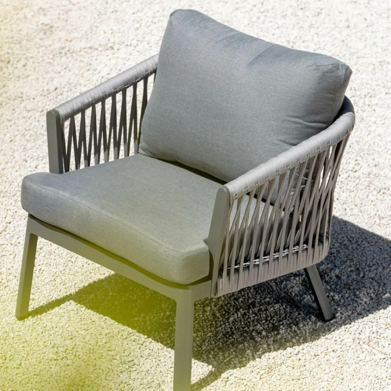 Canapé, Fauteuil Et Table Basse|MOBELLIA Fauteuil de jardin détente en aluminium Amalfi Gris Anthracite