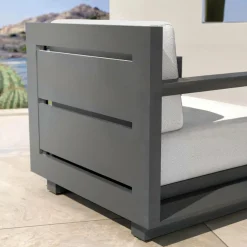 Fauteuil Détente|Canapé, Fauteuil Et Table Basse|MOBELLIA Fauteuil de jardin détente en aluminium Elba Gris anthracite et gris clair Anthracite - Gris Clair