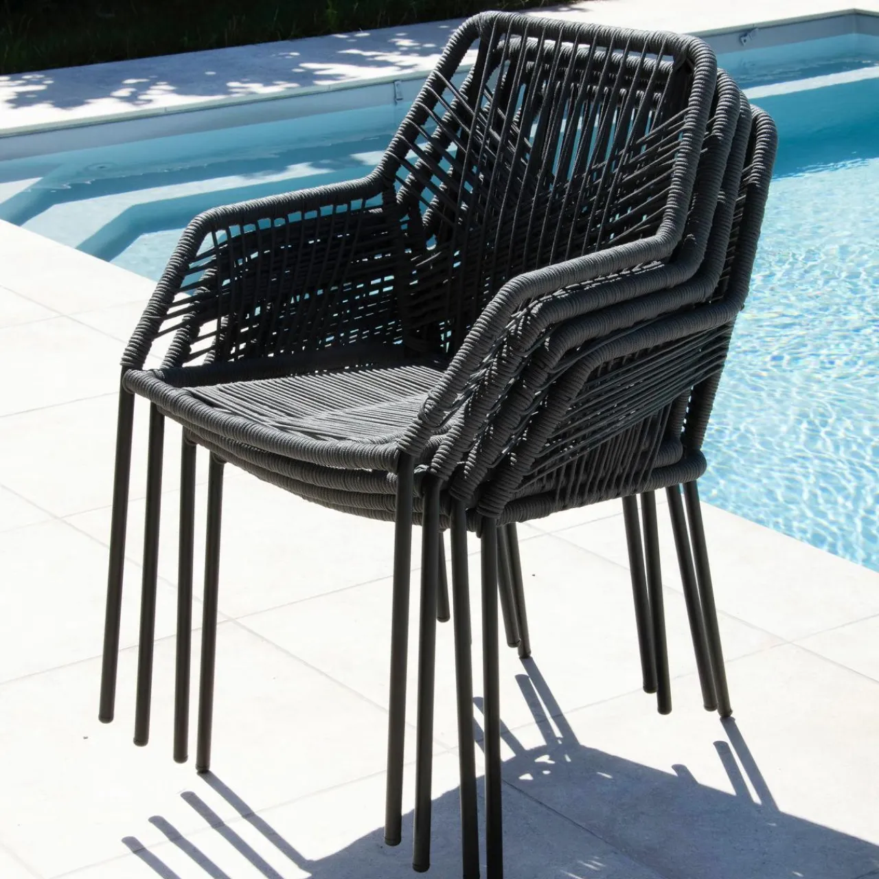Chaise De Jardin|#N/A Fauteuil de jardin empilable Seville - Gris