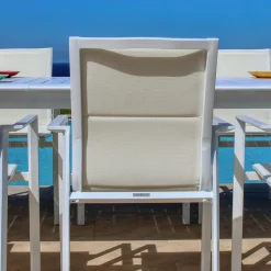 Chaise De Jardin|MOBELLIA Fauteuil de jardin empilable aluminium Portofino Blanc