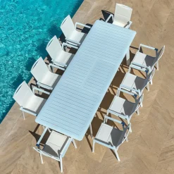 Chaise De Jardin|MOBELLIA Fauteuil de jardin empilable aluminium Portofino Blanc