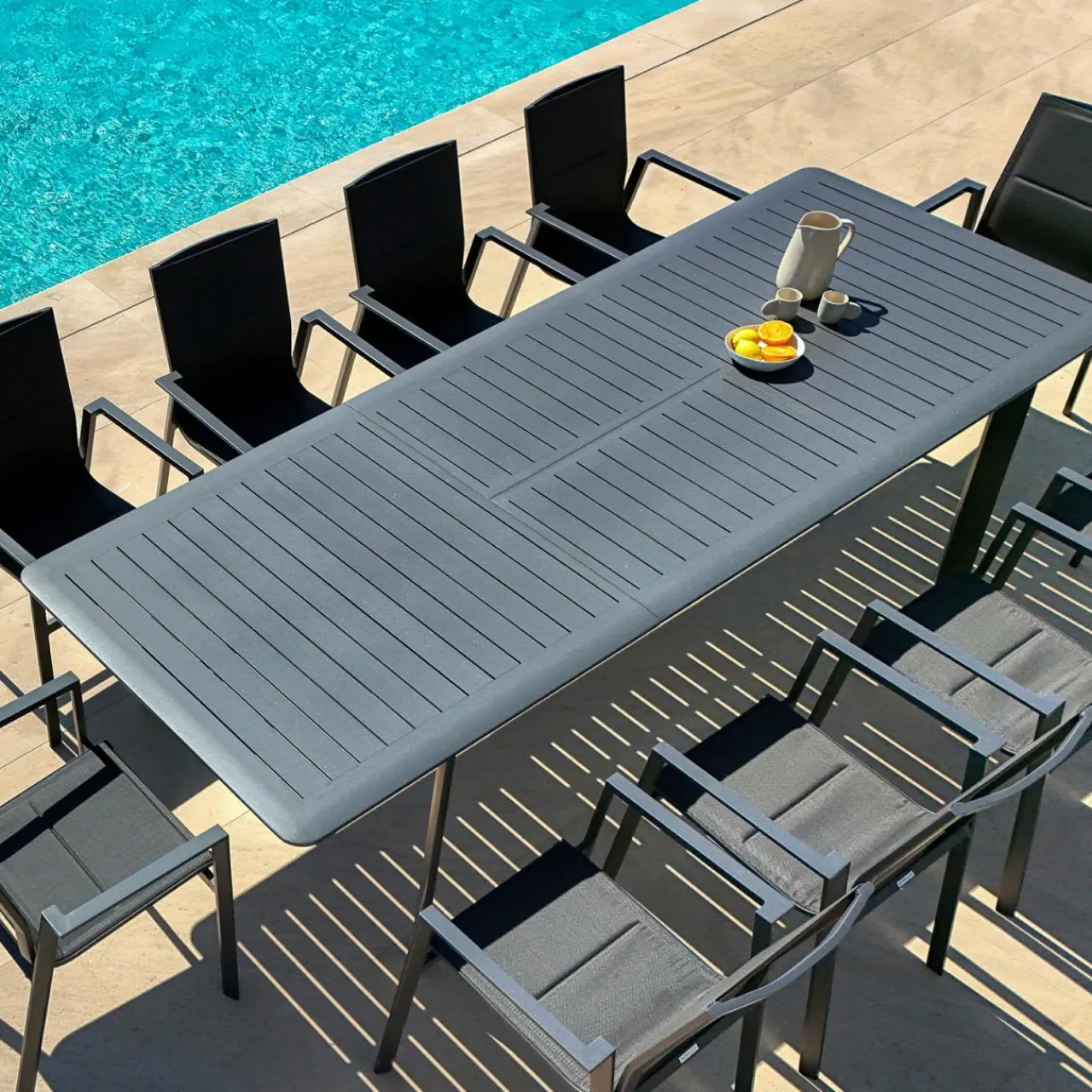 Chaise De Jardin|MOBELLIA Fauteuil de jardin empilable aluminium Portofino Gris Anthracite