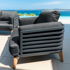 Fauteuil Détente|Canapé, Fauteuil Et Table Basse|MOBELLIA Fauteuil de jardin en aluminium Monte Carlo Gris Anthracite