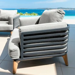 Fauteuil Détente|Canapé, Fauteuil Et Table Basse|MOBELLIA Fauteuil de jardin en aluminium Monte Carlo Gris anthracite et gris clair Anthracite - Gris Clair