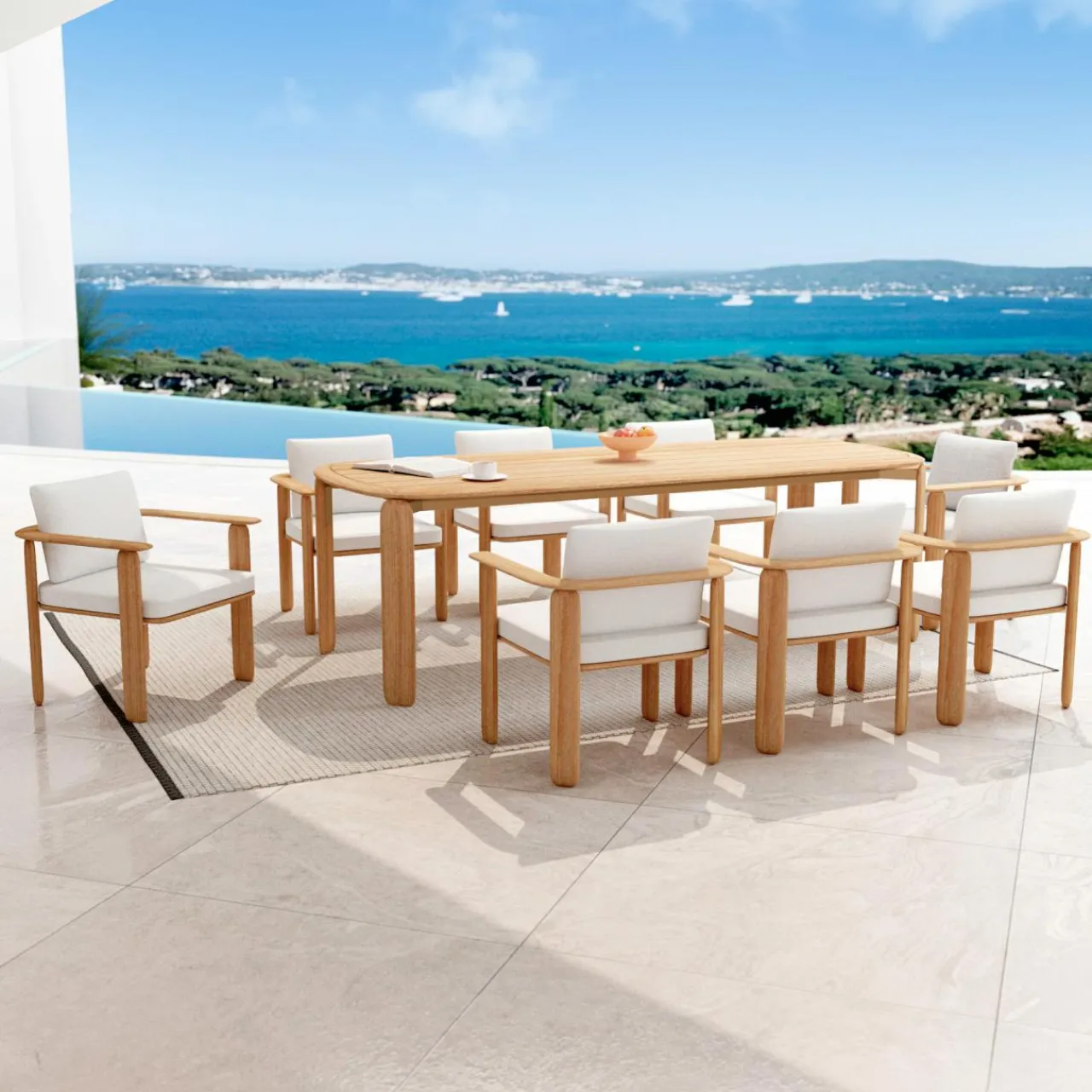 Chaise De Jardin|MOBELLIA Fauteuil de jardin en bois teck Java Ecru