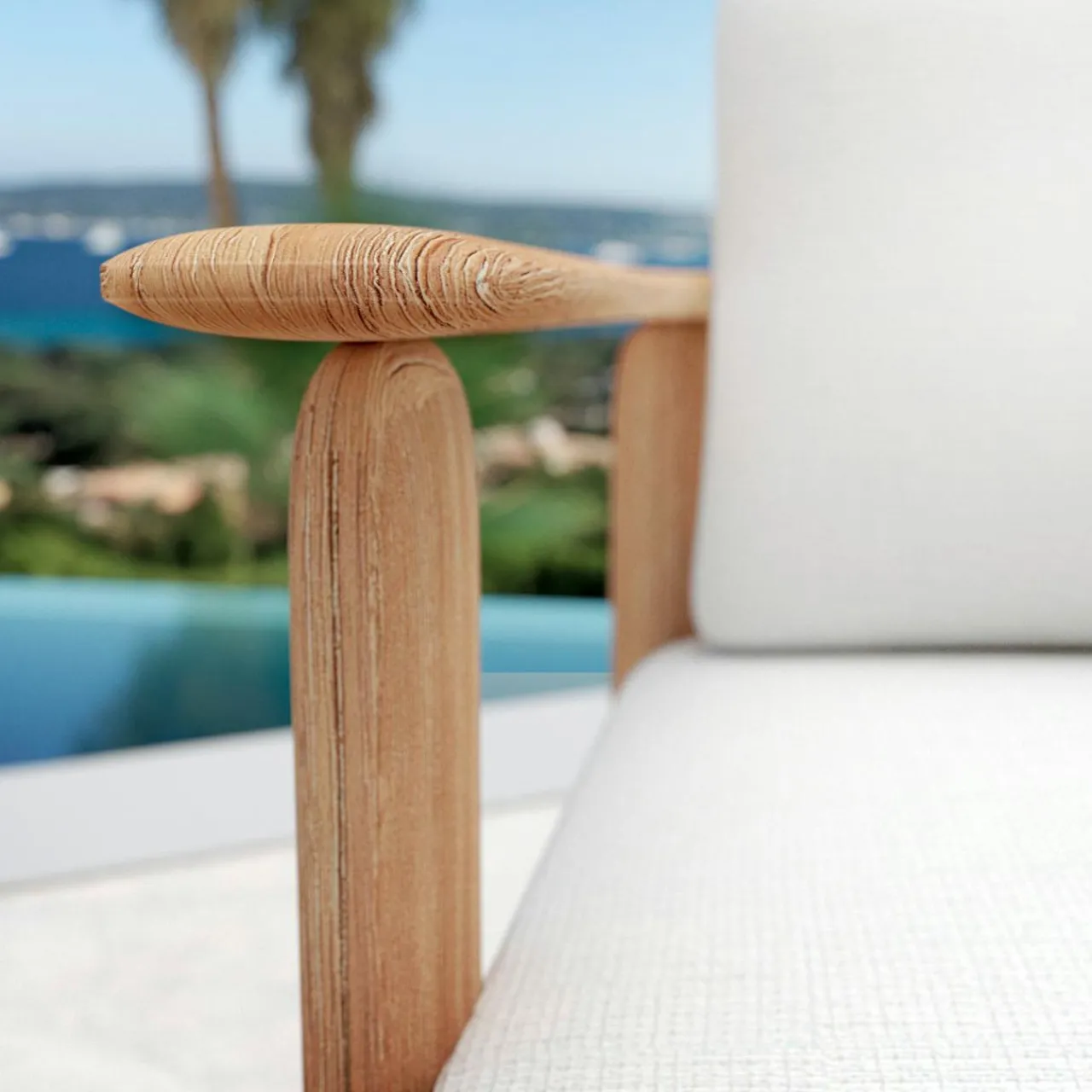 Chaise De Jardin|MOBELLIA Fauteuil de jardin en bois teck Java Ecru