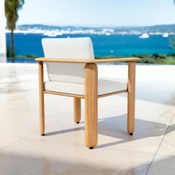 Chaise De Jardin|MOBELLIA Fauteuil de jardin en bois teck Java Ecru