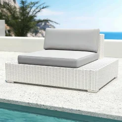 Fauteuil Détente|Canapé, Fauteuil Et Table Basse|MOBELLIA Fauteuil de jardin en résine tressée Palma Blanc et gris Tresse Blanc - Gris