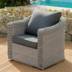 Fauteuil Détente|Canapé, Fauteuil Et Table Basse|MOBELLIA Fauteuil de jardin en résine tressée Calvi Gris et gris foncé Tressé Gris - Anthracite