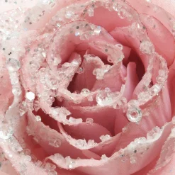 Décoration De Sapin|KAEMINGK Fleur décorative sur pince pailletée (D14 cm) Rose poudré