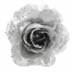 Décoration De Sapin|KAEMINGK Fleur décorative sur pince (D14 cm) Rosace Argent