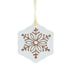 Décoration De Sapin|KAEMINGK Flocon de neige en verre (D7 cm) Morillon et or pailleté Blanc
