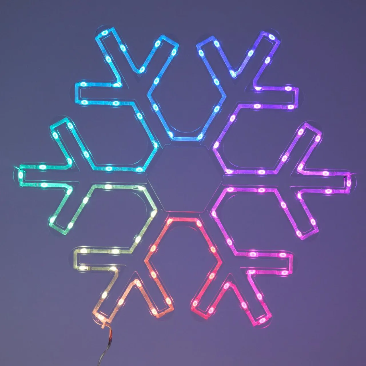 Déco Et Objet De Noël|Déco Et Objet Lumineux|KOOPMAN Flocon de neige lumineux néon 96 LED H43 cm Multicolore