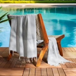 Linge De Bain|Fouta| Fouta coton recyclé (100 x 200 cm) Océane e Gris