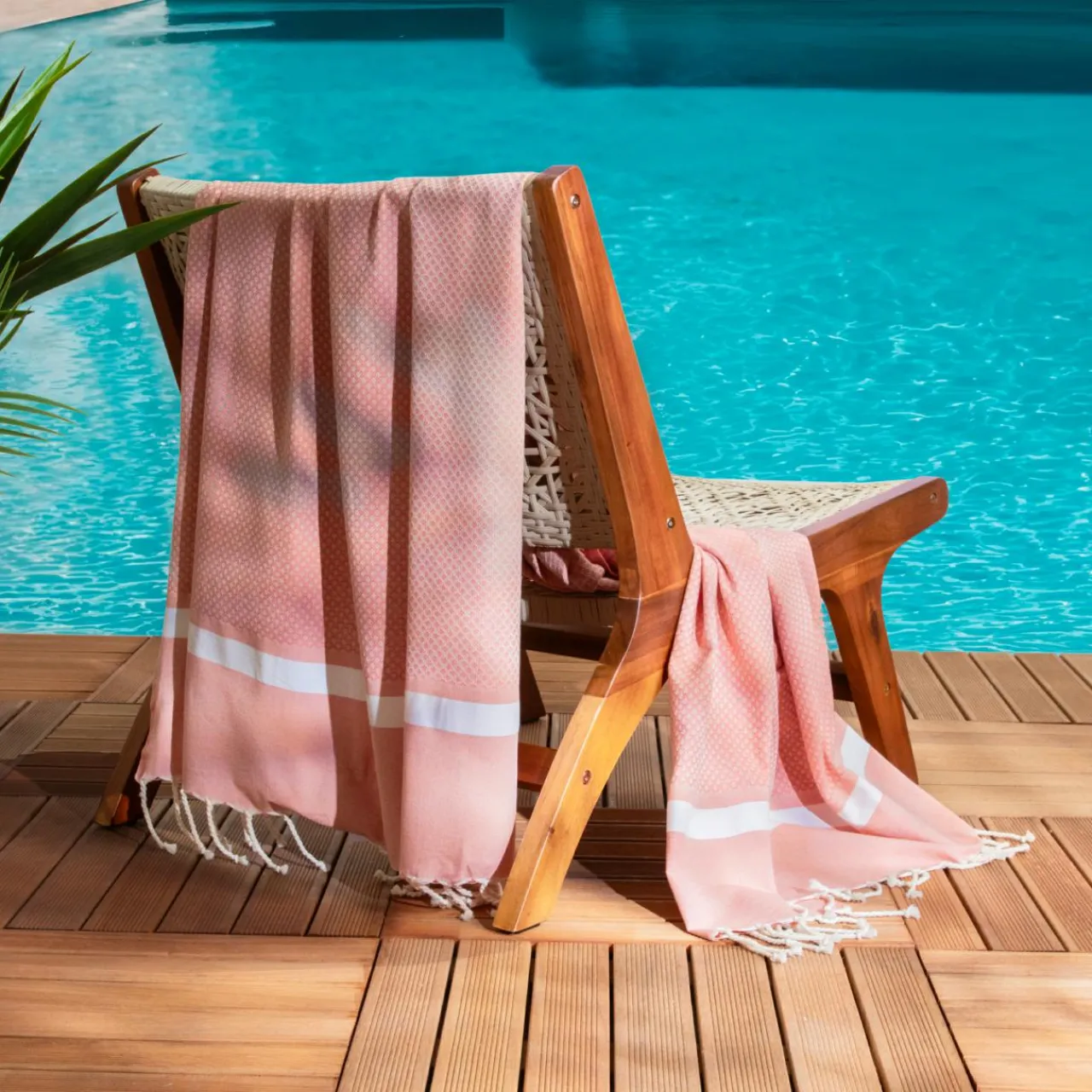 Linge De Bain|Fouta| Fouta coton recyclé (100 x 200 cm) Selma Corail Orange