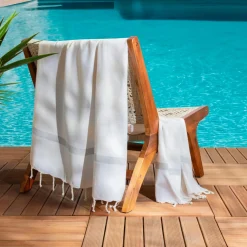 Linge De Bain|Fouta| Fouta coton recyclé (100 x 200 cm) Selma he Blanc