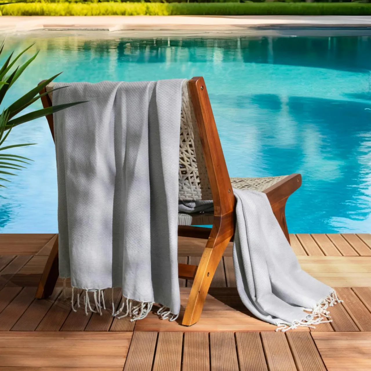 Linge De Bain|Fouta| Fouta coton recyclé (200 x 200 cm) Ecume e Gris