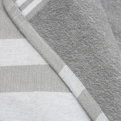 Linge De Bain|Fouta| Fouta coton recyclé doublé éponge (100 x 200 cm) Coralia e Gris