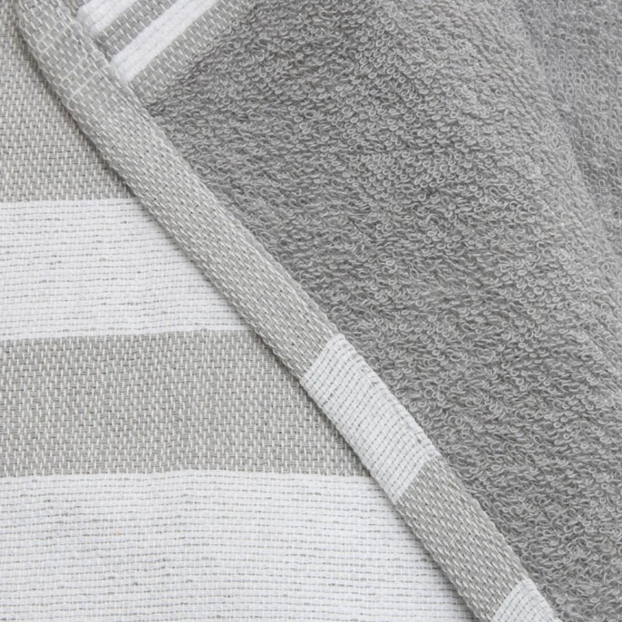 Linge De Bain|Fouta| Fouta coton recyclé doublé éponge (100 x 200 cm) Coralia e Gris