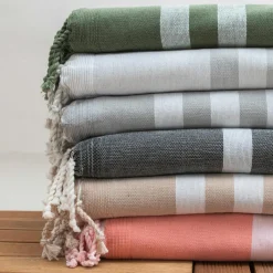 Linge De Bain|Fouta| Fouta coton recyclé doublé éponge (100 x 200 cm) Coralia e Noir