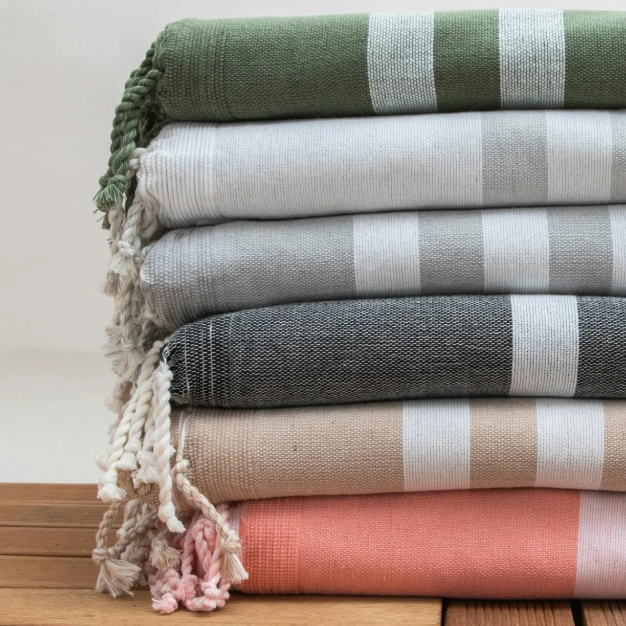 Linge De Bain|Fouta| Fouta coton recyclé doublé éponge (100 x 200 cm) Coralia Corail Orange