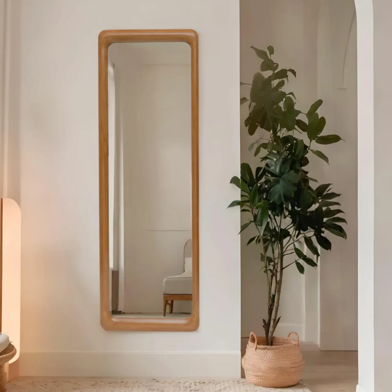 Miroir|EMINZA Grand miroir à poser en (H173 cm) Delhi Naturel beige Bois