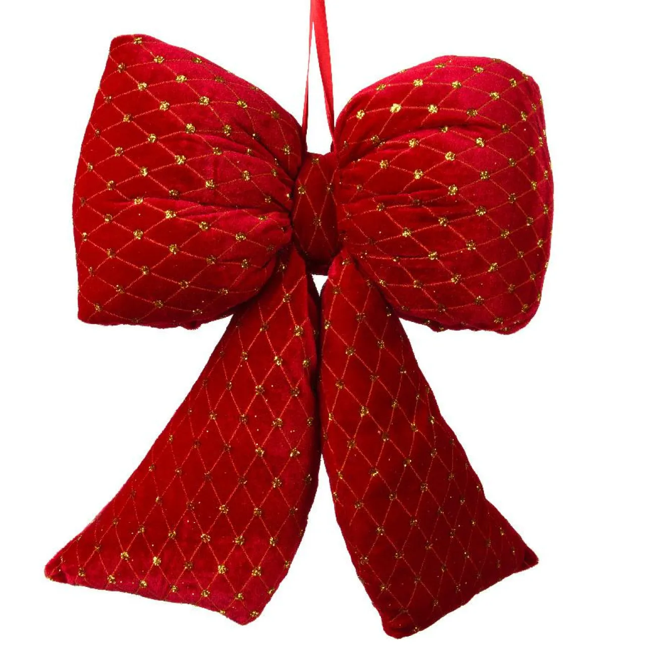 Décoration De Sapin|KAEMINGK Grand nœud en velours (H37 cm) Courchevel pailleté Rouge