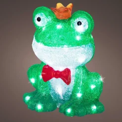 Père Noël, Animaux Et Personnage|Déco Et Objet Lumineux|EMINZA Grenouille lumineuse 40 LED (H28 cm) Albert the King Blanc froid Vert