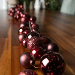 Guirlande Déco|Guirlande De Sapin|KAEMINGK Guirlande de Noël (180 cm) Boules de Noël Bordeaux