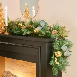 Guirlande En Sapin Artificiel|FEERIC LIGHTS Guirlande de sapin (200 cm) Feuilles d'eucalyptus Vert Sapin vert