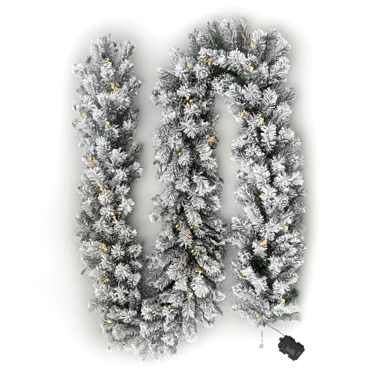 Sapin Grande Taille|Guirlande En Sapin Artificiel|EMINZA Guirlande de sapin lumineuse (300 cm - D25) Royal Vert enneigé et Blanc chaud Sapin enneigé lumineux