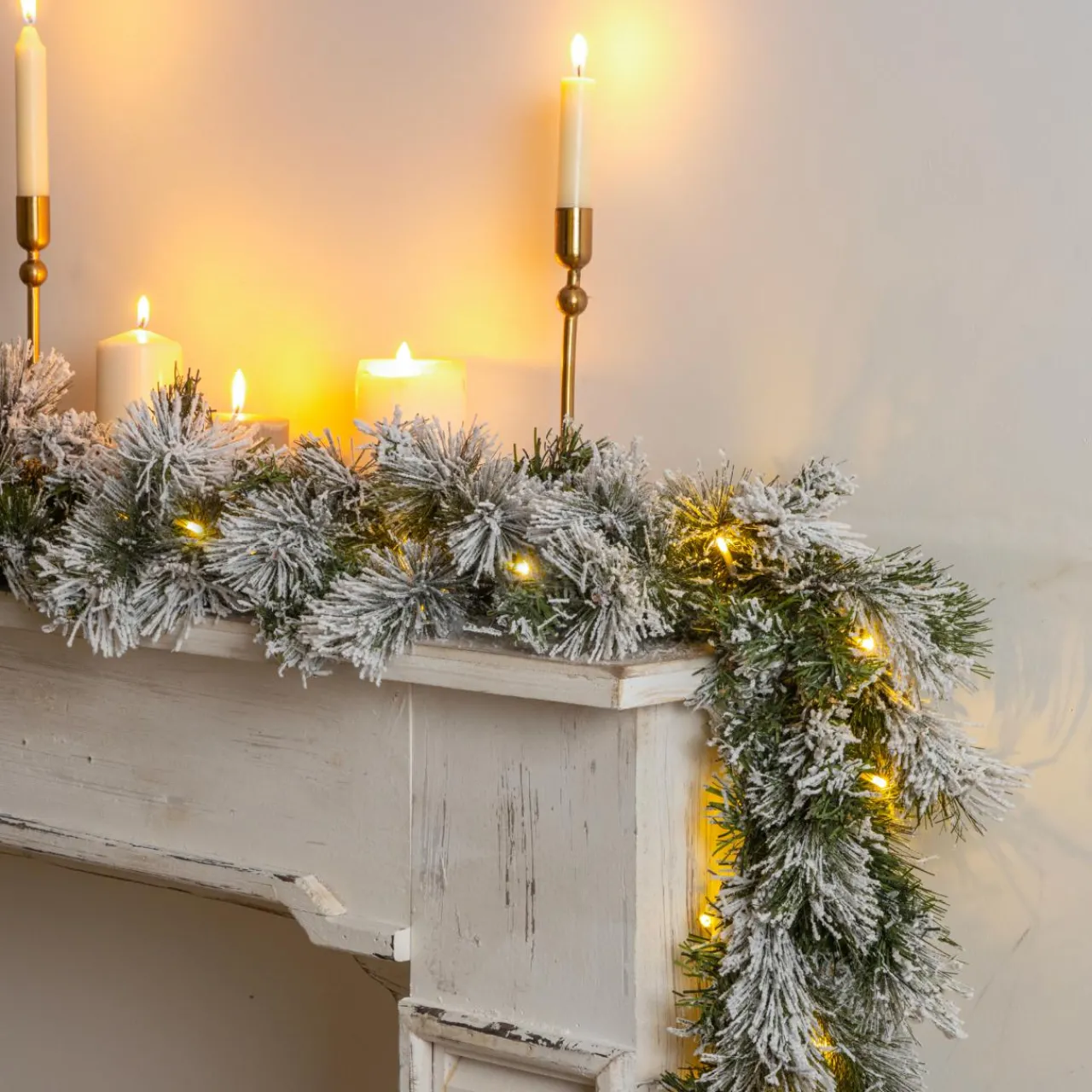 Sapin Grande Taille|Guirlande En Sapin Artificiel|EMINZA Guirlande de sapin lumineuse (180 cm - D25) Edmonton Vert enneigé et blanc chaud Sapin enneigé lumineux