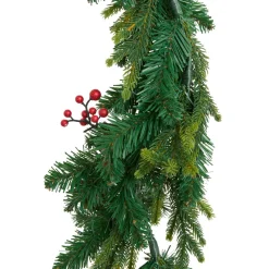 Guirlande En Sapin Artificiel|JJA guirlande de sapin lumineuse à piles (180 cm) Wister baies et pommes de pin Sapin vert lumineux