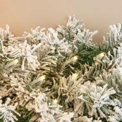 Sapin Grande Taille|Guirlande En Sapin Artificiel|EMINZA Guirlande de sapin lumineuse (180 cm - D25) Royal Vert enneigé et blanc chaud Sapin enneigé lumineux