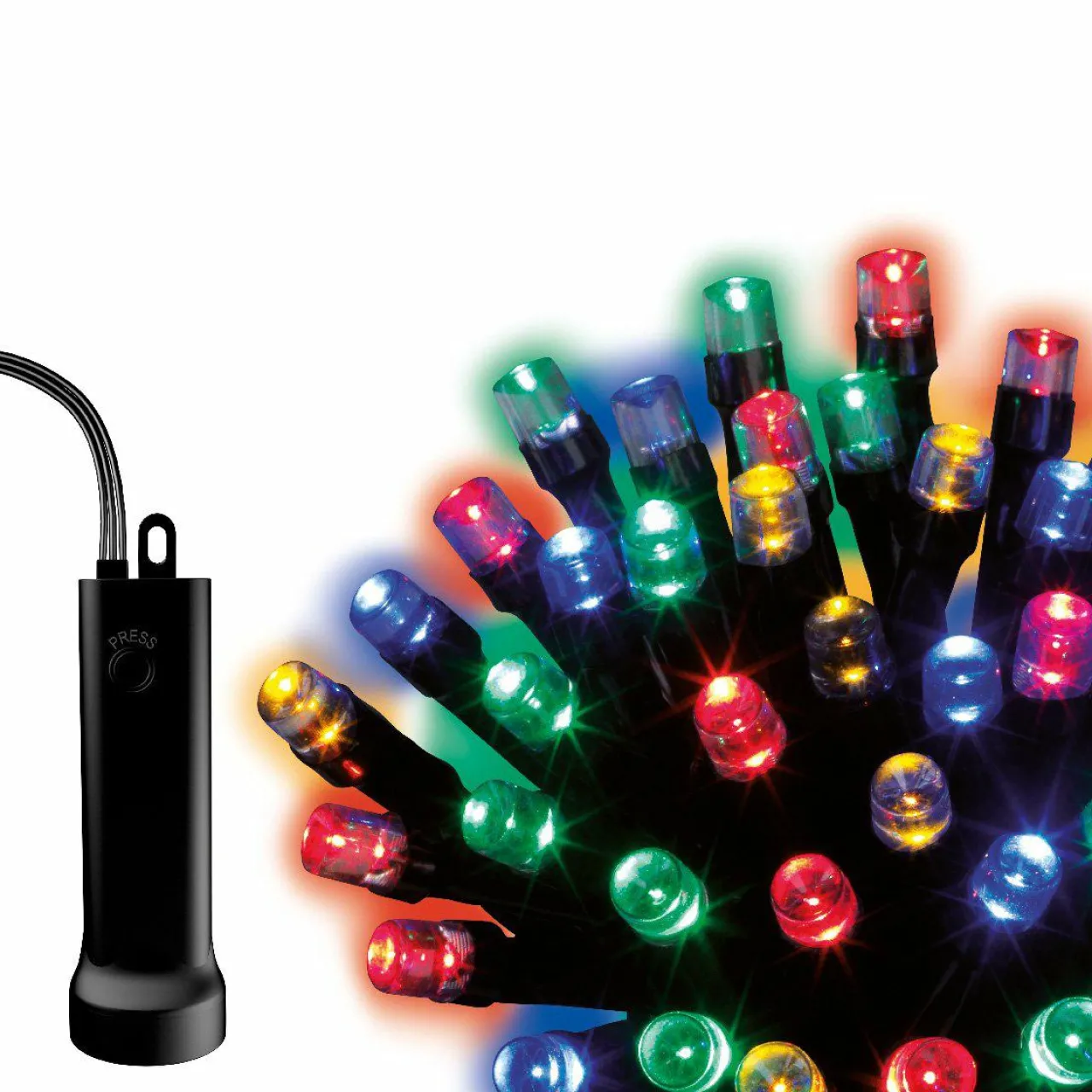Guirlande Lumineuse|KAEMINGK Guirlande lumineuse à piles 3,50 m 48 LED câble noir Durawise Multicolore Multicolore - câble noir