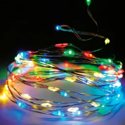 Guirlande Lumineuse|KOOPMAN Guirlande lumineuse 12 m 120 Micro LED Fil d'argent Multicolore