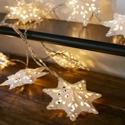 Guirlande Déco|Guirlande Lumineuse|KAEMINGK Guirlande lumineuse à piles 10 LED (2,25 m) Flocons en papier Blanc chaud