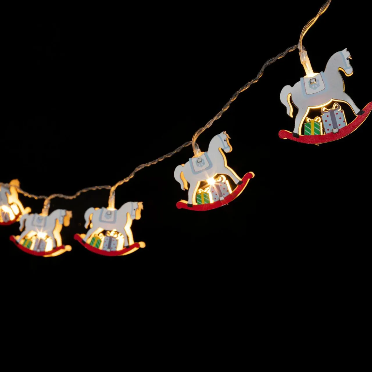 Guirlande Déco|Déco Et Objet Lumineux|Feeric Lights & Christmas Guirlande lumineuse à piles 10 LED (1,65 m) Chevaux à bascule Blanc chaud