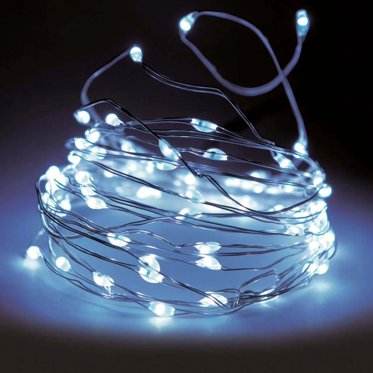 Guirlande Lumineuse|KOOPMAN Guirlande lumineuse à piles 195 cm 40 micro LED Fil d'argent Blanc froid