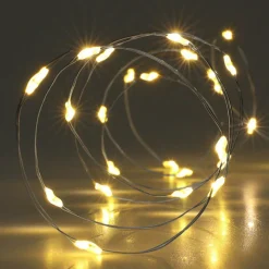 Guirlande Lumineuse|KOOPMAN Guirlande lumineuse à piles 195 cm 40 Micro LED Fil d'argent Blanc chaud