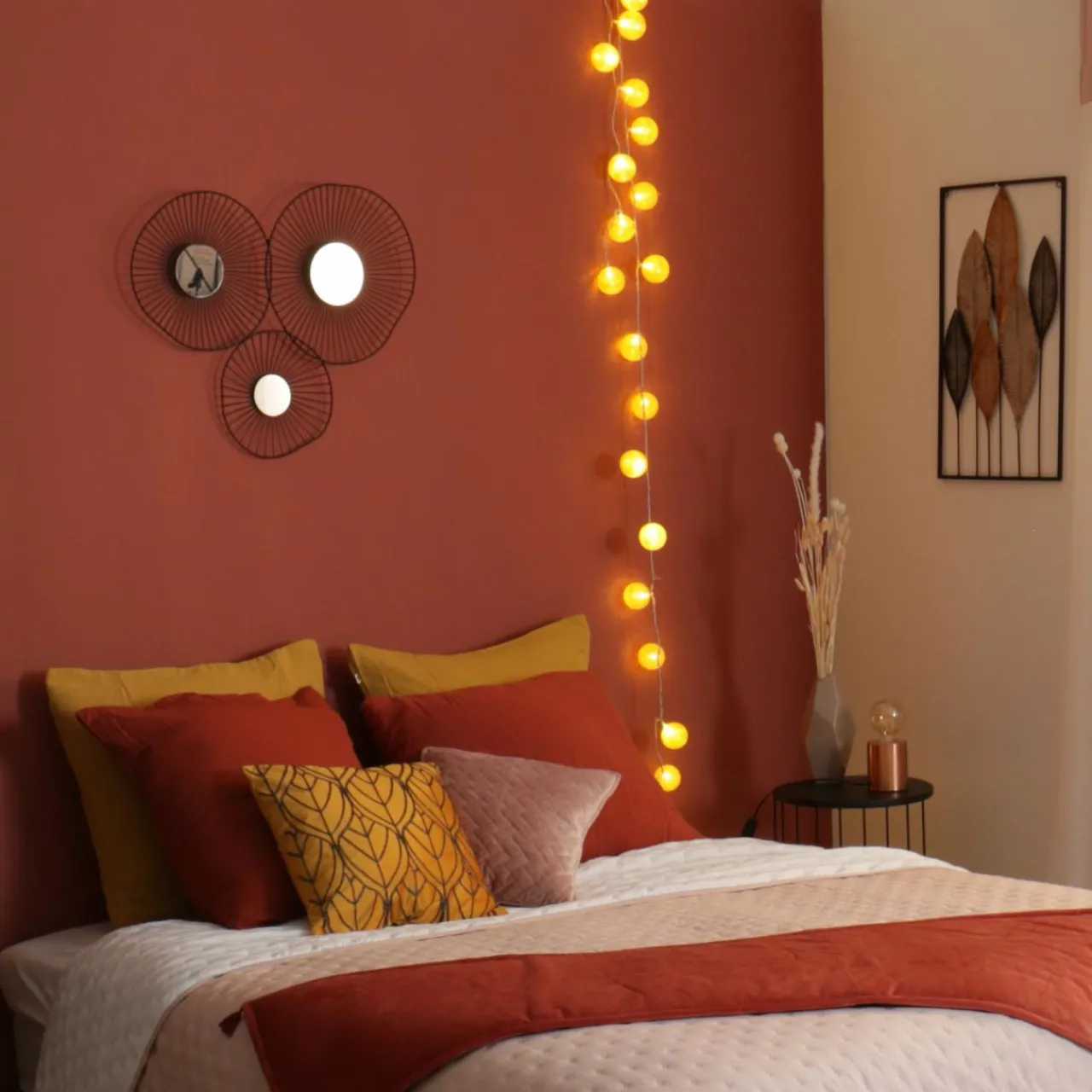 Guirlande Et Déco Lumineuse|ATMOSPHERA Guirlande lumineuse déco 20 boules 4,36 m Bobina Jaune moutarde