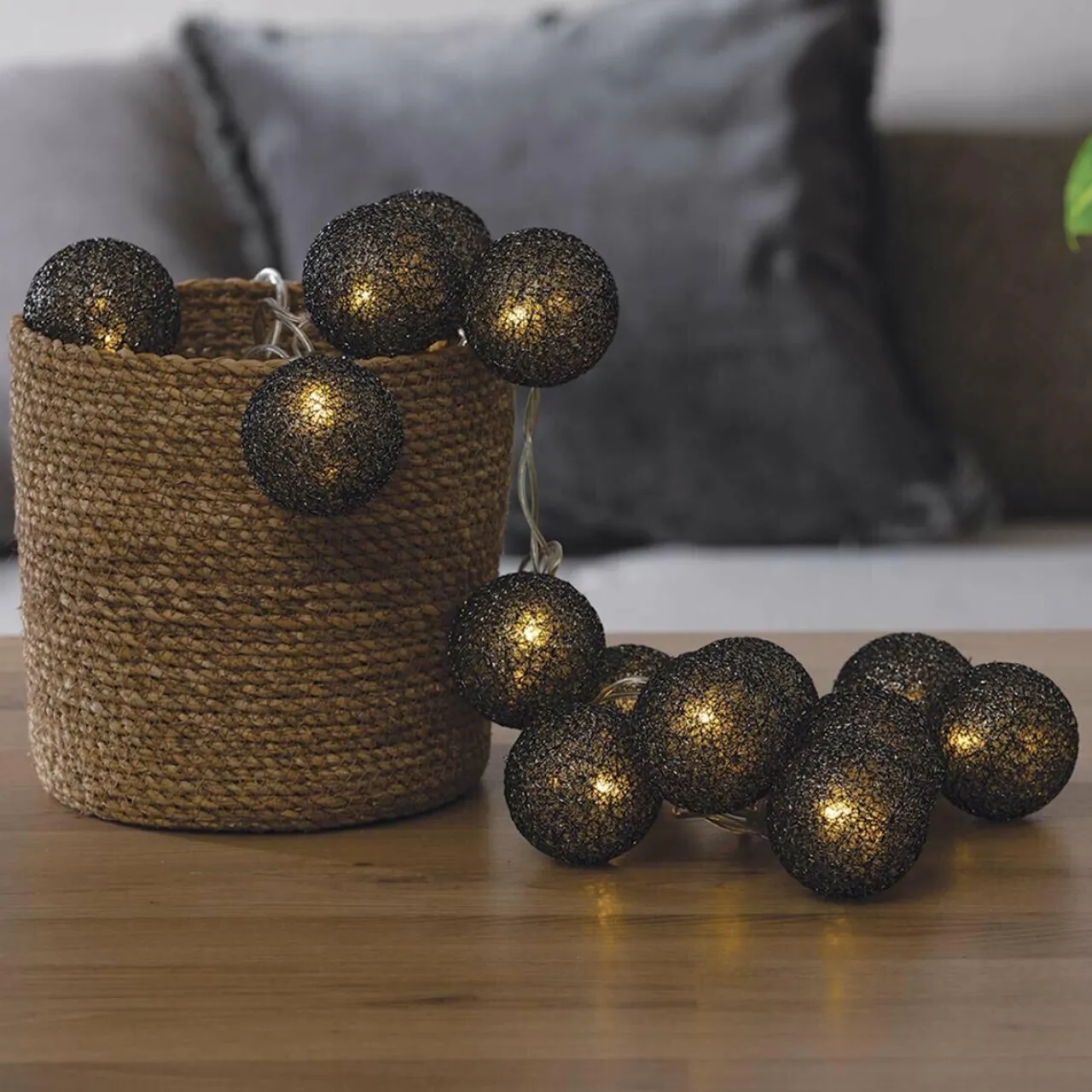 Guirlande Et Déco Lumineuse|ATMOSPHERA Guirlande lumineuse déco 20 boules 4,36 m Bobina Noir