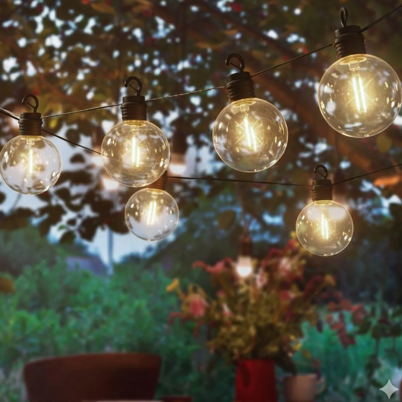 Luminaire Jardin|Eclairage Extérieur|KAEMINGK Guirlande lumineuse de jardin solaire 8 LED (5,8 m) Guinguette en fête Blanc chaud