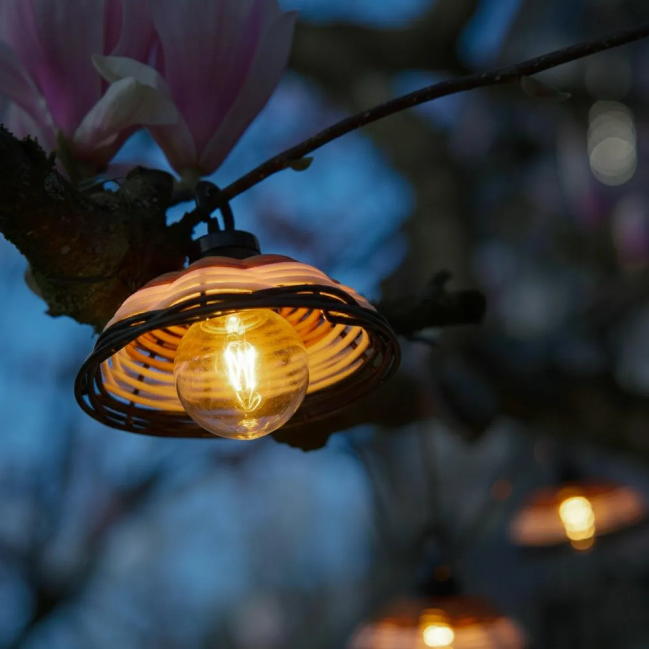 Luminaire Jardin|Eclairage Extérieur|KAEMINGK Guirlande lumineuse de jardin solaire 6 LED (2,5 m) Chapeau résine tressée Blanc chaud Noir