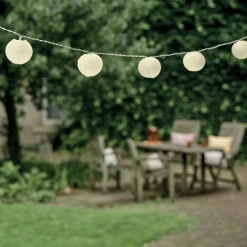 Luminaire Jardin|Eclairage Extérieur|KAEMINGK Guirlande lumineuse extérieure à piles 10 LED (2,7 m) Lanternes chinoises hes Blanc