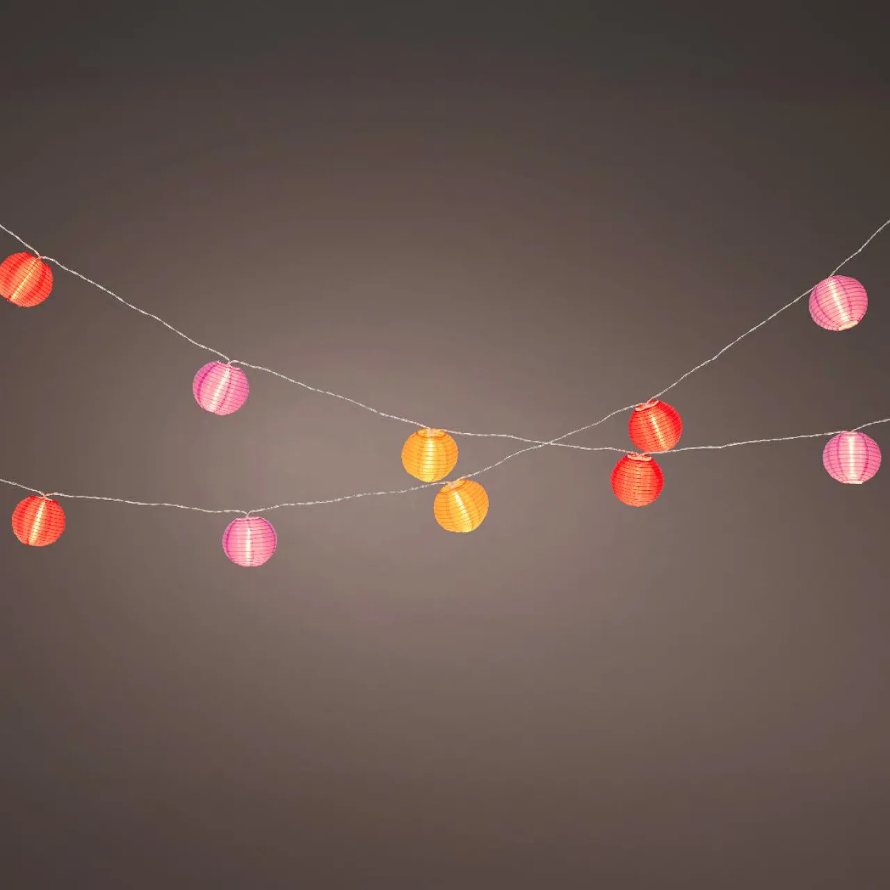 Luminaire Jardin|Eclairage Extérieur|KAEMINGK Guirlande lumineuse extérieure à piles 10 LED (2,7 m) Lanternes chinoises Multicolore