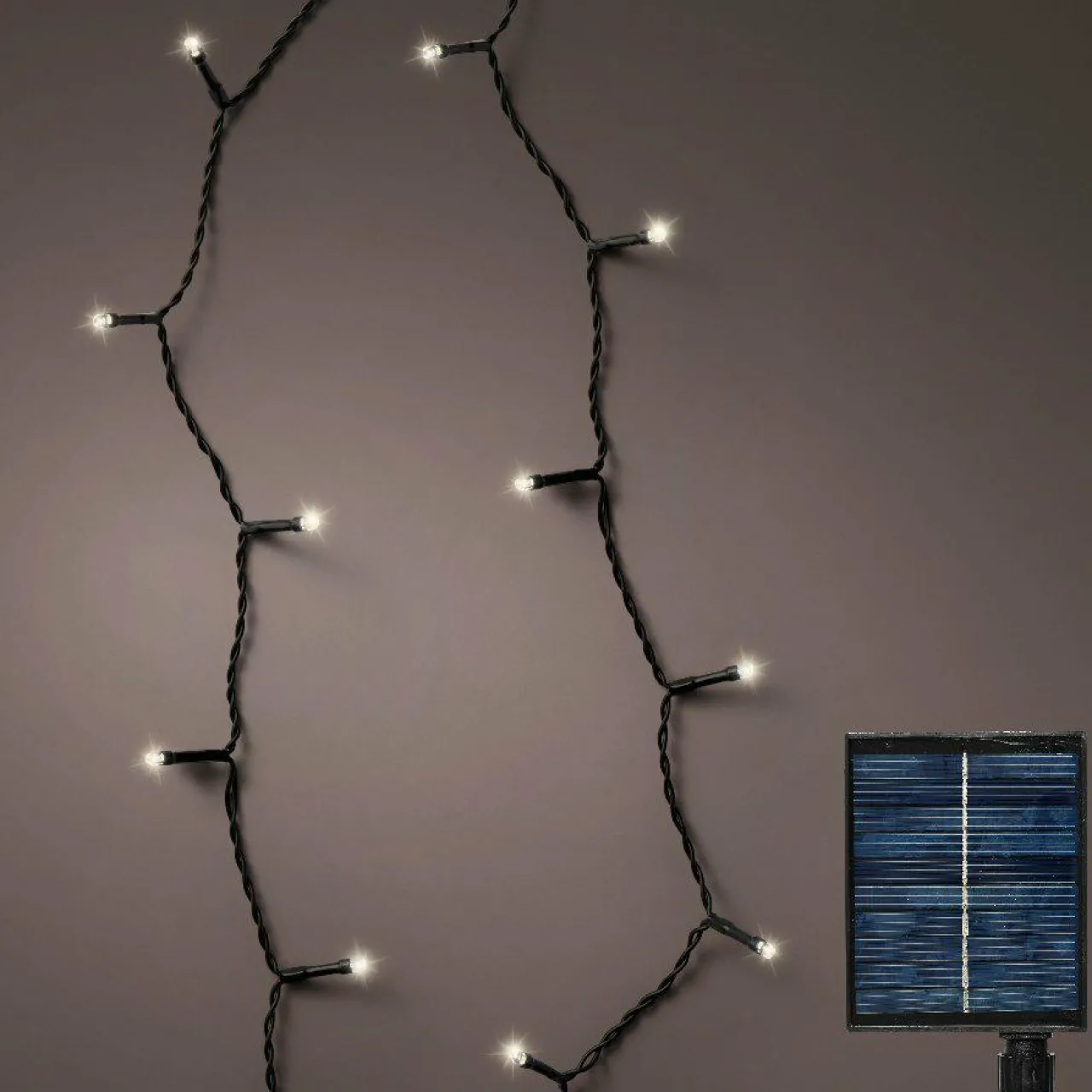 Guirlande Lumineuse Grand Format|Guirlande Lumineuse|KAEMINGK Guirlande lumineuse Solaire 27 m 360 LED câble noir Rechargeable Blanc chaud